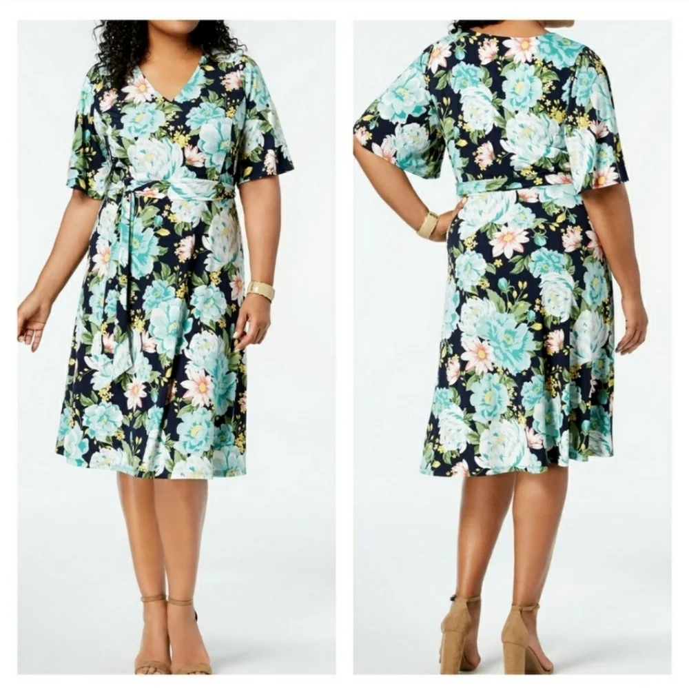 Charter Club Petite Medium Floral-Print stretchy dress summer escape